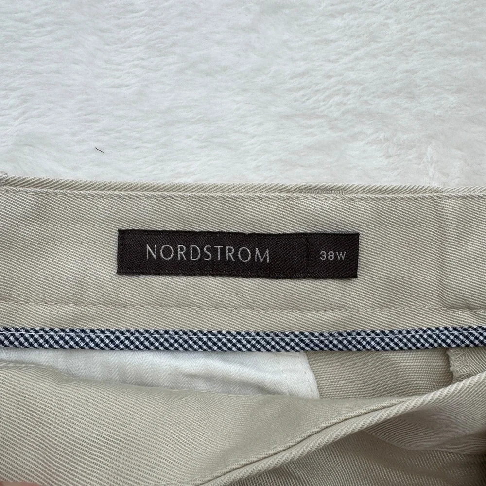 Nordstrom Shorts Mens 38 Tan‎ Smartcare Pleated Chino Wrinkle-Free Cotton Blend